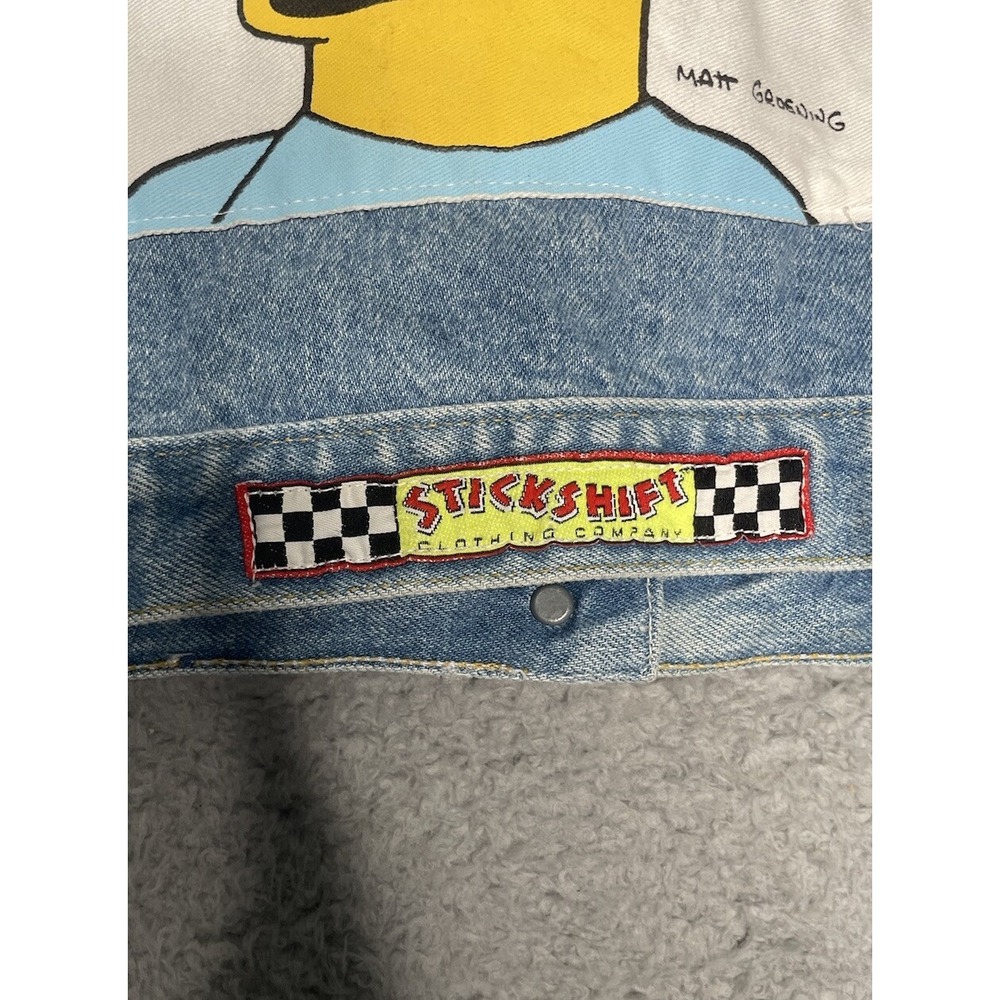 RARE Vintage 90s Stickshift‎ Bart Simpson The Simpsons Blue Denim Jacket Mens S - Picture 9 of 16